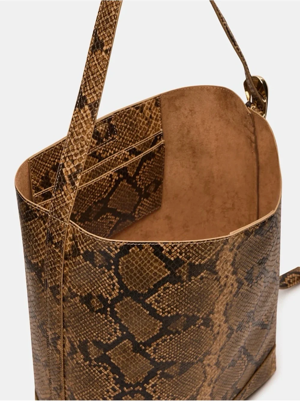 Steve Madden Brown Snake-Print Slouch Hobo Bag